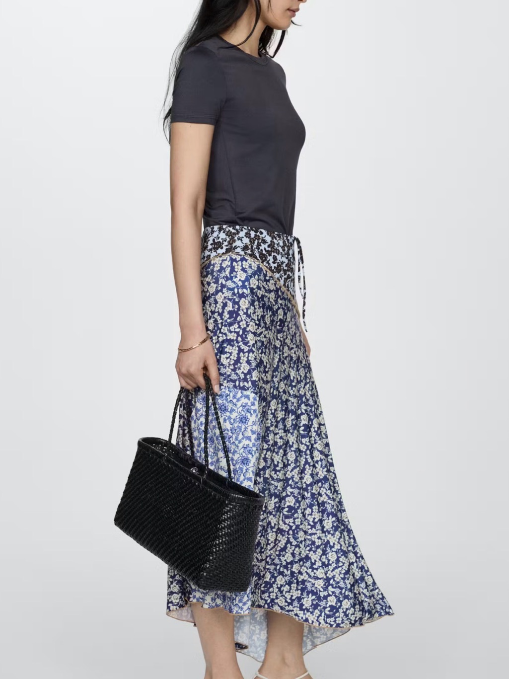 Mango Printed Skirt With Contrast Stitching